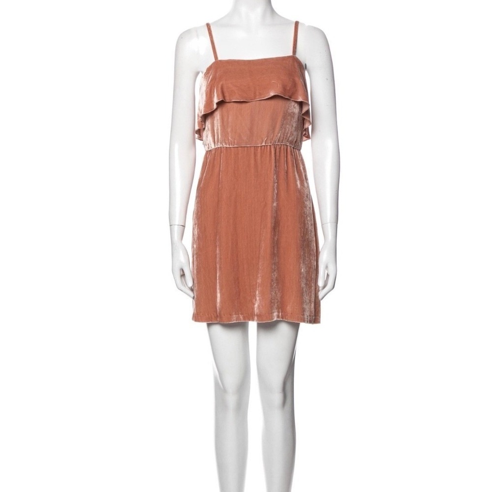 Alice + Olivia Alexis Ruffle Velvet Mini Dress Rose Tan Size XS Holiday NEW - Picture 4 of 14